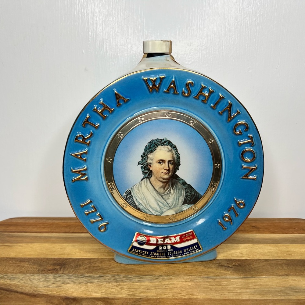 Vintage Jim Beam Collectors Martha Washington plate decanter.
